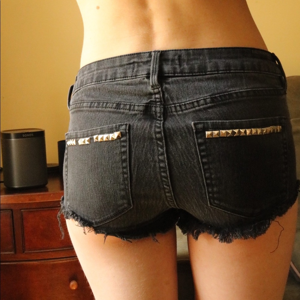 Bullhead Black Customized Distressed Stud Shorts !